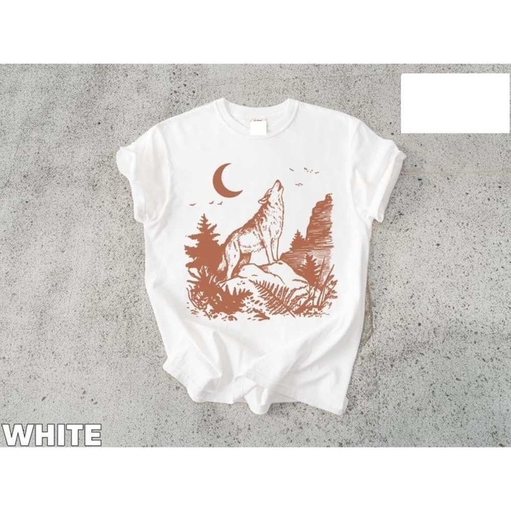 Wolf T-Shirt Howling Moon, Nature Scene, Animal Graphic Tee